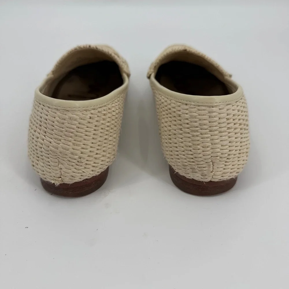 Sam Edelman Loraine Woven Horsebit Loafers Cream Raffia Flat Shoes 7M 903842